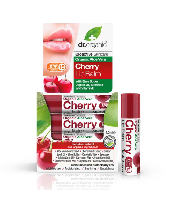 Dr Organic Aloe Vera and Cherry Lip Balm 5.7ml